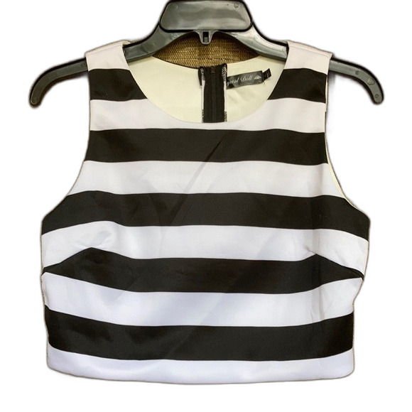 Crystal Doll Tops - Fully lined black and white stripe crop top